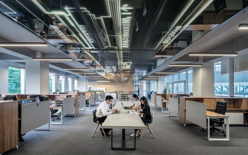 Office employees working in a coworking space in Vietnam